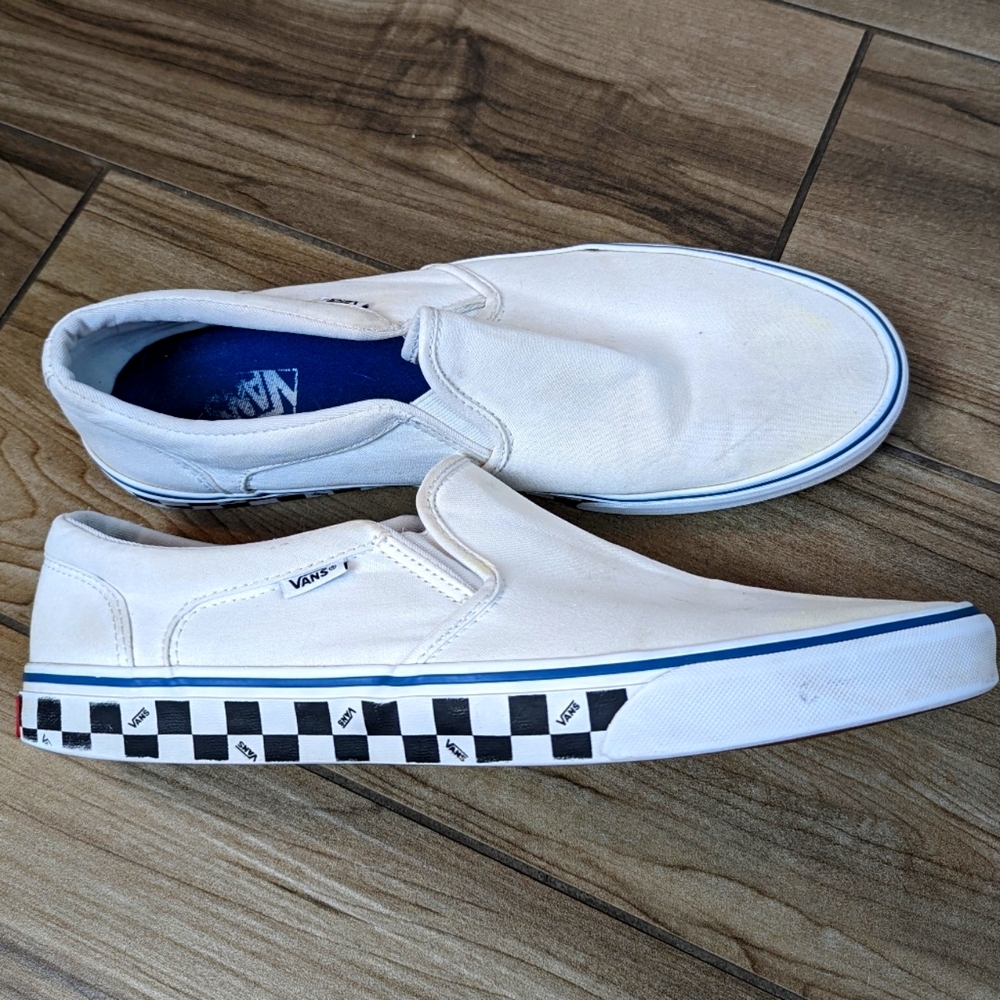 Used Vans Men's Size 13 Shoes Asher  White Checkerboard Check Sidewall